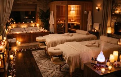 Massage en duo dans votre suite romantique : l'heure de bien-être préférée des couples chez Hors du Temps