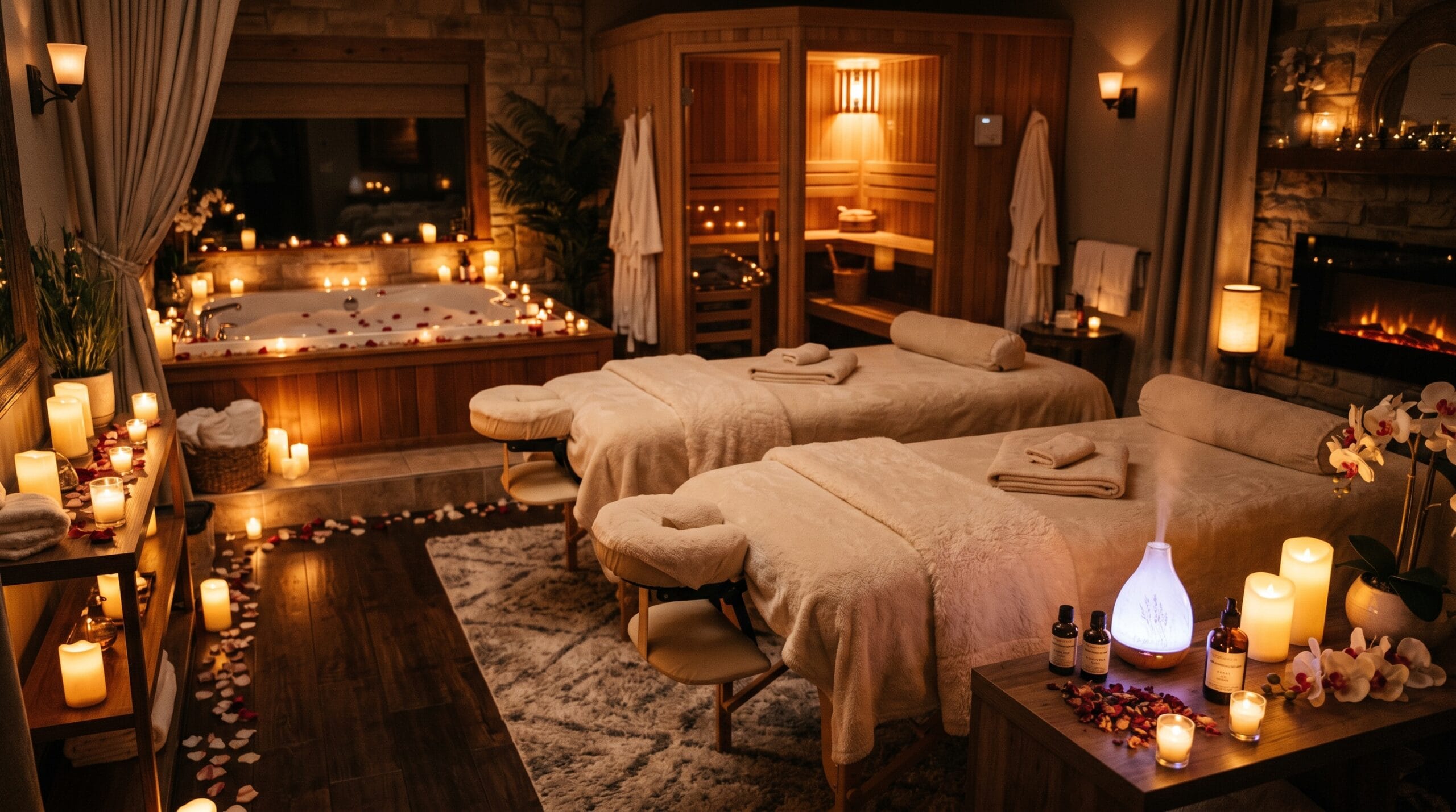 Massage en duo dans votre suite romantique : l'heure de bien-être préférée des couples chez Hors du Temps